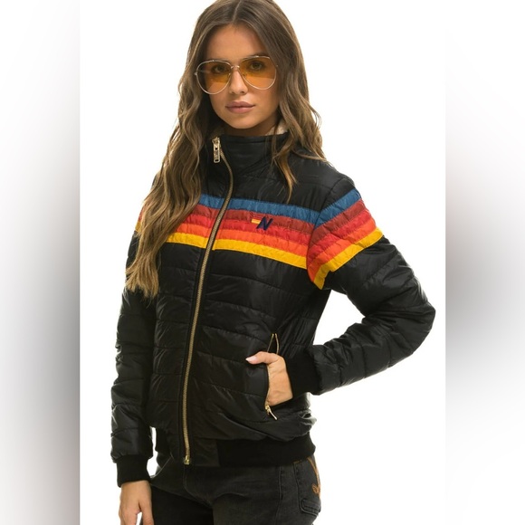 Aviator Nation 4 STRIPE JACKET - BLACK size M - Picture 3 of 7